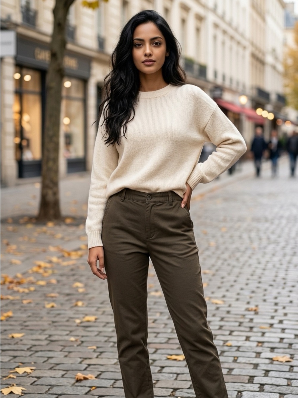French Connection Ankle Pants Womens Large Green Straight Leg Pocket Style 54VNU